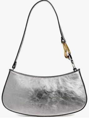 STAUD Ollie Bag NWOT Metallic Silver Shoulder Bag with Gold Accent